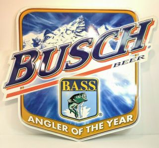 Large Rare Bass Angler Of The Year Anheuser Busch Beer Tin Sign 2002 34 " X 26 "