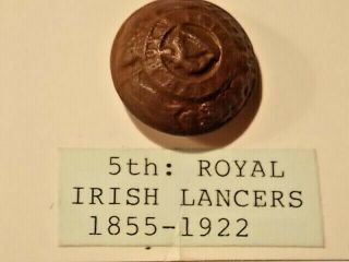 Metal Detectorist Find Rare 1855 5th Royal Irish Lancers Button