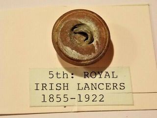 METAL DETECTORIST FIND RARE 1855 5th ROYAL IRISH LANCERS BUTTON 3
