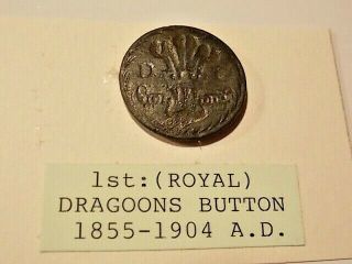 Metal Detectorist Find Rare 1855 1st Royal Dragoons Button Coat Button
