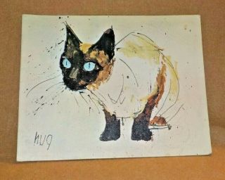 Vintage Fritz Rudolf Hug Siamese Cat Print,  Signed