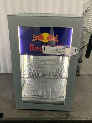 Red Bull Energy Drink Fridge Rare Man Cave Bar All Glass Sides Adjustable Leds