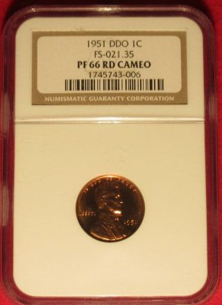 Rare Cameo Ddo 1951 1c Ngc Pf66rd Cam Lincoln Cent Doubled Die Obverse Fs - 101 1c