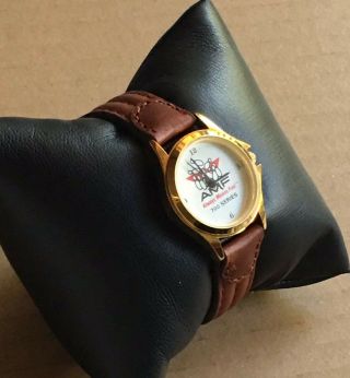 Vintage Amf Bowling 700 Series Award Wrist Watch Brown Leather Band Battery