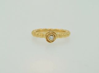 Rare Pandora Ale 14k Yellow Gold Diamond Bloom Beaded Stackable Ring Size 6.  5
