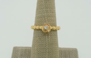 RARE Pandora ALE 14K Yellow Gold Diamond Bloom Beaded Stackable Ring Size 6.  5 2