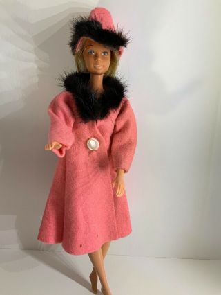 Vintage Barbie Clone Doll Wendy Babs Miss Suzette Coat Hat Fur Trim Home Made?