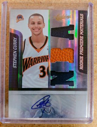 2009 - 10 Stephen Curry Absolute Auto Jersey Ball Patch Rc 183/499 Rare Warriors