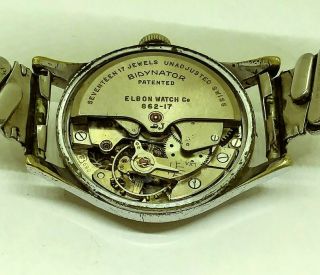 Vintage Elbon Men ' s Watch 17 Jewel Felsa 690 Bidynator Automatic Movement 3
