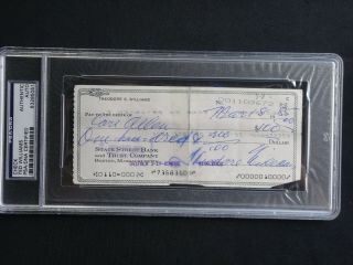 Ted Williams Psa/dna Certified Signed Personal Check Autograph Rare 83285051