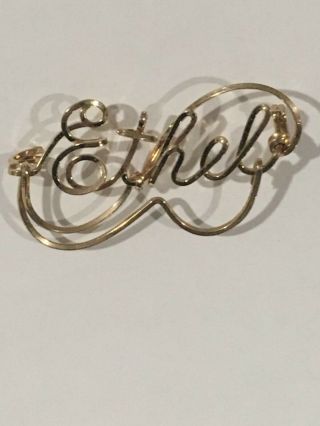 Old Stock Ca.  1940’s Gold Tone Rare Name Pin - Ethel