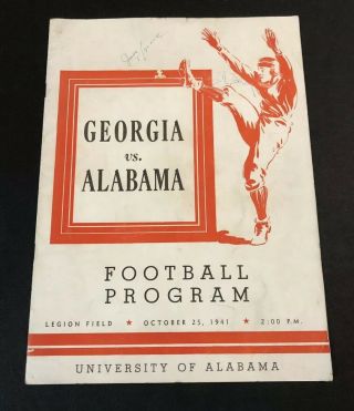 1941 Georgia Vs Alabama Crimson Tide College Football Program Legion Field Rare