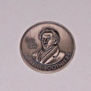 1971 Sir Felix Booth F.  R.  S.  Antiqued Coin 30 Grams.  999 Fine Silver Round