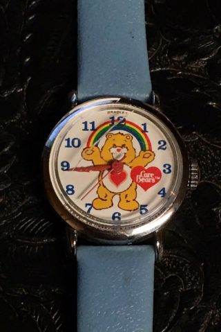 Vintage 1983 Bradley Time Div.  Care Bears Watch With Blue Band