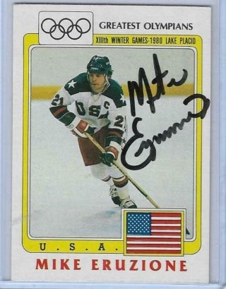 Rare 1983 Olympic Mike Eruzione Black Ring Autograph Card 36 1980 Hockey