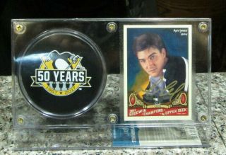 Rare Mario Lemieux Signed Trading Card With Puck Pittsburgh Penguins Hot