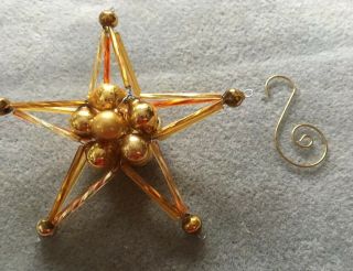Vintage Mercury Glass Beaded Antique Gold Star Christmas Ornament