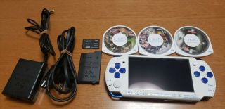 Rare Sony Psp 3000 Value Pack White & Blue Handheld System