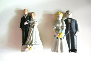 Vintage Bride And Groom Wedding Porcelain Figurines Cake Toppers – Set Of 2