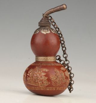 Retro Chinese Gourd Snuff Bottle Old Hand - Carved Boat Mascot Decorated Gifts