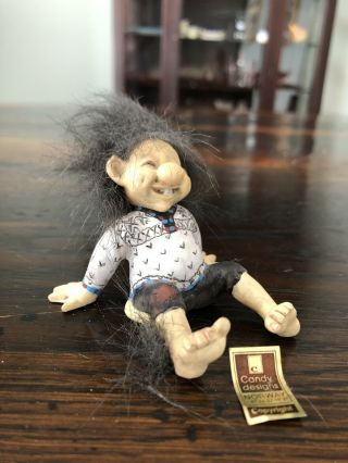 Vintage Candy Design Of Norway Troll Figurine Kicked Back Arms Sitting