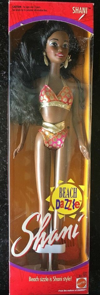 Barbie Shani Beach Dazzle Shani Doll 5774 Mib 1991 Mattel Polka Dot Bikini Aa