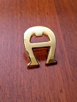 Rare Vintage Gold Tone Etienne Aigner Pin / Brooch,  1 " X 7/8 ",  Shine