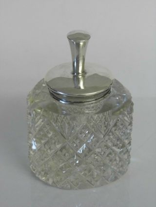 Unusual Antique Sterling Silver & Cut Glass Perfume Scent Bottle Applicator 1912