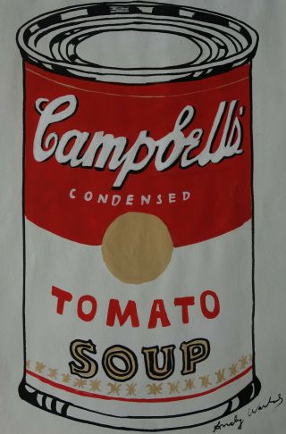 Offering Rare Unique Painting,  Pop Art,  Campbells,  Signed,  Andy Warhol With.
