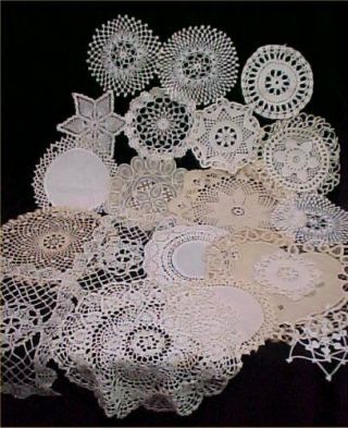 20 Vintage Antique Hand Crocheted Doily Tablecloth White 5 - 13 " Wedding Crafts