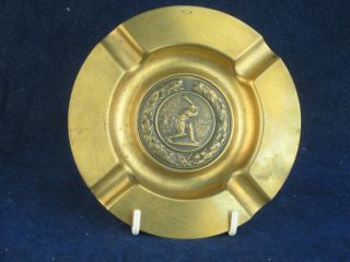 34712 Old Antique Ashtray Advert Sign Brass Cricket Bat Ball Wicket Trophy