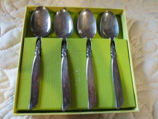 4 Pc 1955 South Seas Oneida Community Silverplate Demitasse Spoon Set
