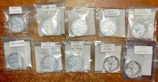 2009 - 2018 Rwanda 1oz Silver African Wildlife Series Proof Set Of Ten Coins Rare