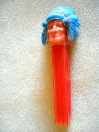 Pez Native American Chief With Marbeled Head Dress - Very Rare