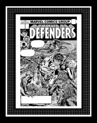 Gil Kane Defenders 27 Rare Production Art Cover Monotone
