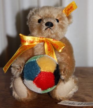 Rare Steiff 8 " Mohair Jointed | Teddy Bear 1909 With Ball | 676338