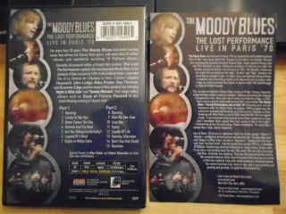 RARE OOP The Moody Blues DVD Lost Performance LIVE Paris 1970 nights white satin 2