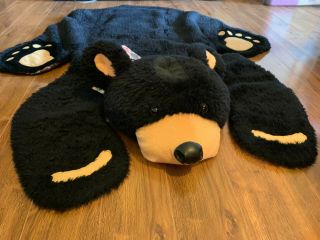 Jeff Flemings Bearfoots Plush Stuffed Black Bear Rug Rare 52 " X 43 "