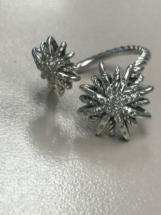 Rare David Yurman Starburst Bypass Diamond Ring Flexible Size 9 - 10