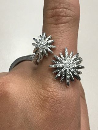 Rare David Yurman Starburst Bypass Diamond Ring Flexible Size 9 - 10 3