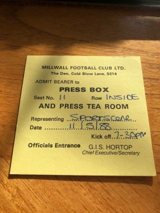 Arsenal - Rare Away Friendly V Millwall 11th May 1988 - Bob Pearson Test