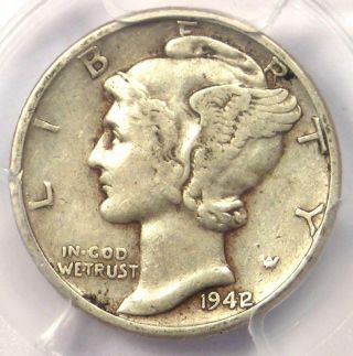 1942/1 Mercury Dime 10c - Certified Pcgs Vf25 - Rare Overdate Variety Coin