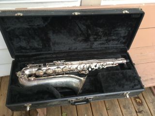 Rare Vintage Silver Plate Buescher Aristocrat Tenor Saxophone