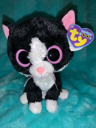 Rare Ty Beanie Boos Pepper The Black Pink Kitty Cat Kitten 6 " Plush With Tag
