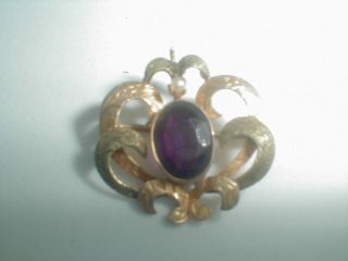 Antique Vintage Art Nouveau Gold Purple Amethyst Pearl Hat Pin Collar