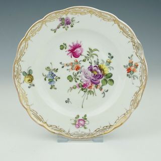Antique Meissen Dresden Porcelain Hand Painted Flowers Plate - Lovely
