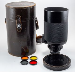 (47) Rare Nikon Reflex - Nikkor 500/5 Mirror Lens 1961 W/caps Filters Case
