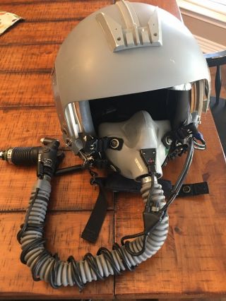 Gentex Hgu - 55/p Flight Helmet W/ Rare Double Visor And Oxygen Mask.