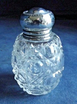 Good Solid Silver Topped Lotion / Scent Bottle London C1900