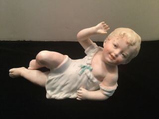 Antique German Gebruder Heubach 6.  5”piano Baby Bisque Doll Figurine 7127